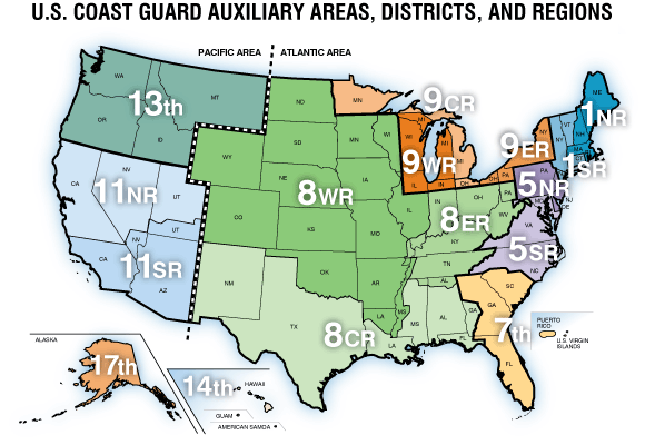 U.S. Coast Guard Auxiliary District borders